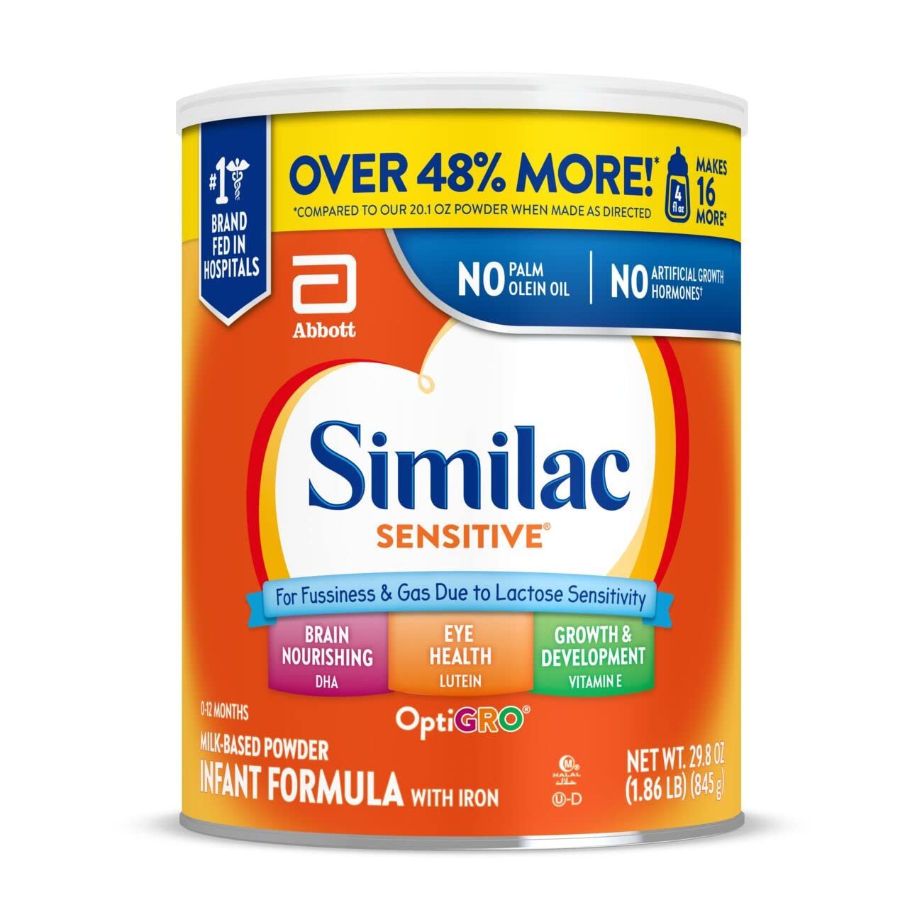 61g5M6DV19L Similac Sensitive Infant Formula, for Fussiness & Gas Due to Lactose Sensitivity, Baby Formula Powder, 29.8-oz Value Can - Image 1
