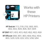 HP 63 Black Ink Cartridge for HP Printers | Works with Printer Series: DeskJet 1112, 2130, 3630; ENVY 4510, 4520; OfficeJet 3830, 4650, 5200 | Eligible for Instant Ink | F6U62AN - Image 2