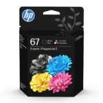 HP 67 Black/Tri-color Ink Cartridges (2 Count - Pack of 1) | Works with DeskJet 1255, 2700, 4100, ENVY 6000, 6400 | Instant Ink Eligible | 3YP29AN |